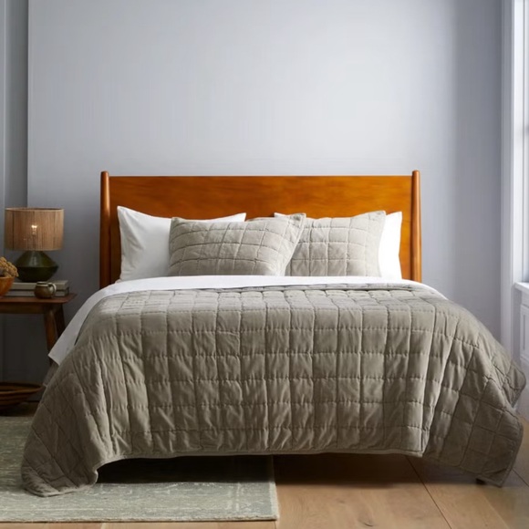 Quince Cotton Velvet Quilt Sham Set Taupe Full/Queen